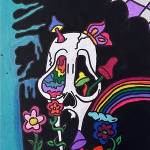 Vibrant Skull Art Canvas